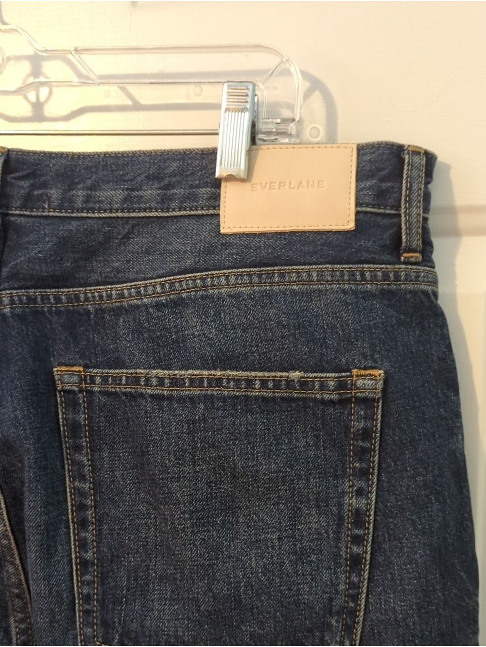 Everlane Dark Wash Distressed Straight Jeans 33 Crop Ripped Jeans Women's - Picture 9 of 11